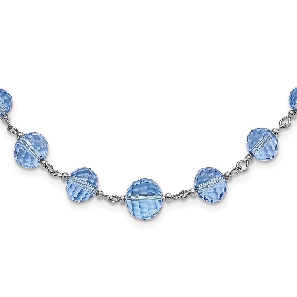 1928 Light Blue Glass Faceted Graduated Bead 16 inch Necklace with 3" ext